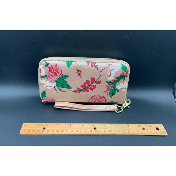 Betsey Johnson Pink Floral Zip Closure Wristlet Wallet - Picture 5 of 8